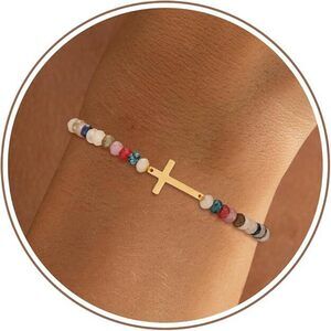 Cross Beaded Bracelets Stackable First Communion Gifts Cross Bracelet Birthday